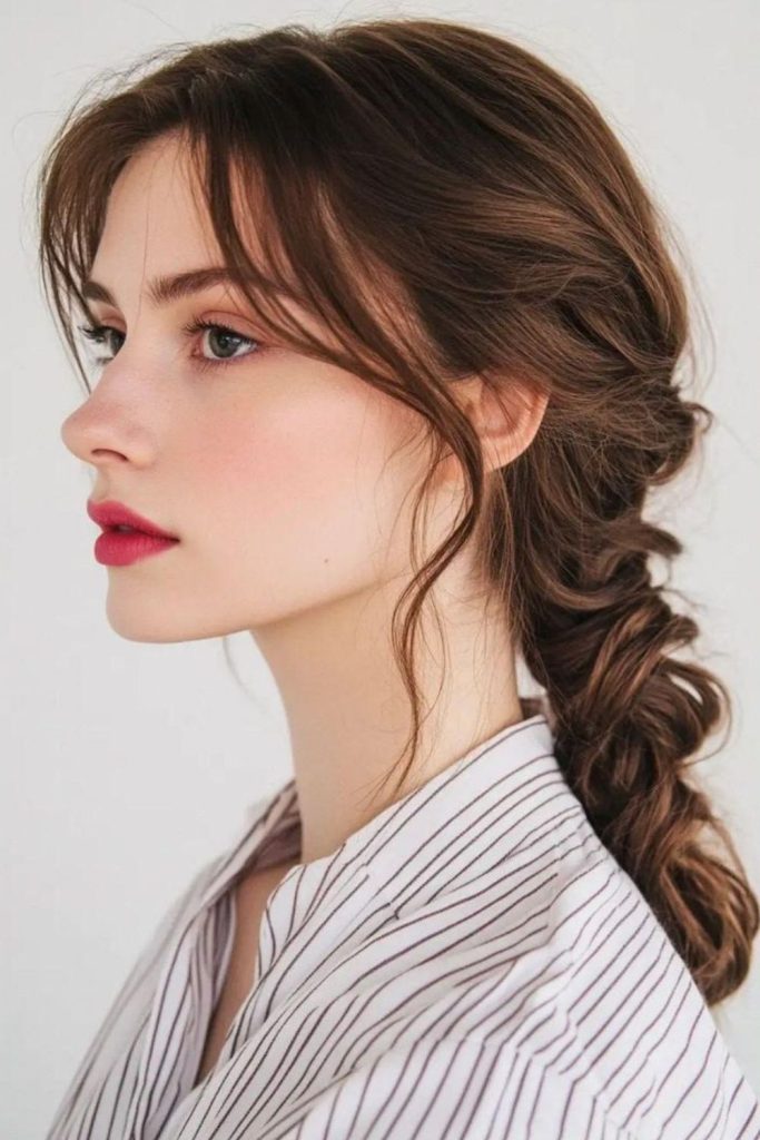 Twisted side ponytail elegant hairstyle.