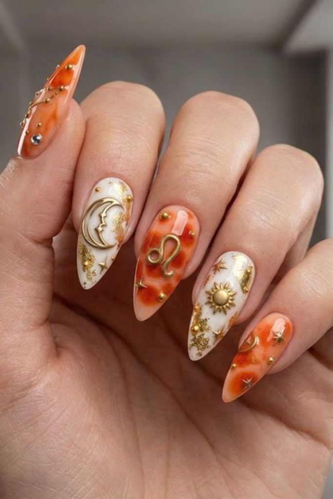 Ultimate royal Leo glow nails