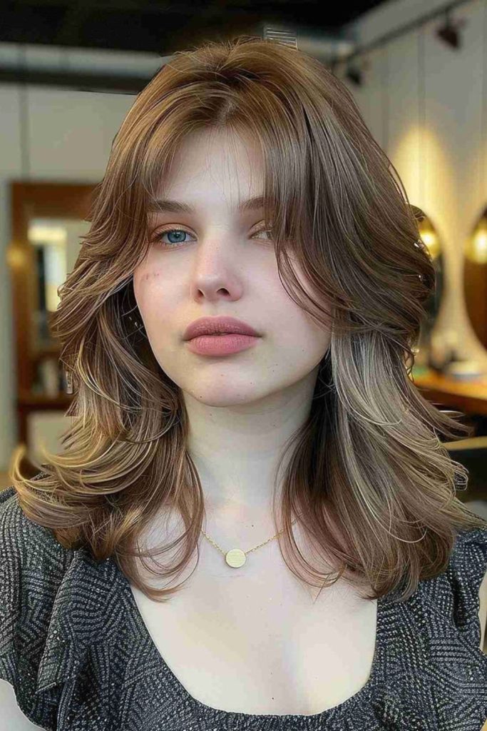 Velvet curtain wolf cut hairstyle.