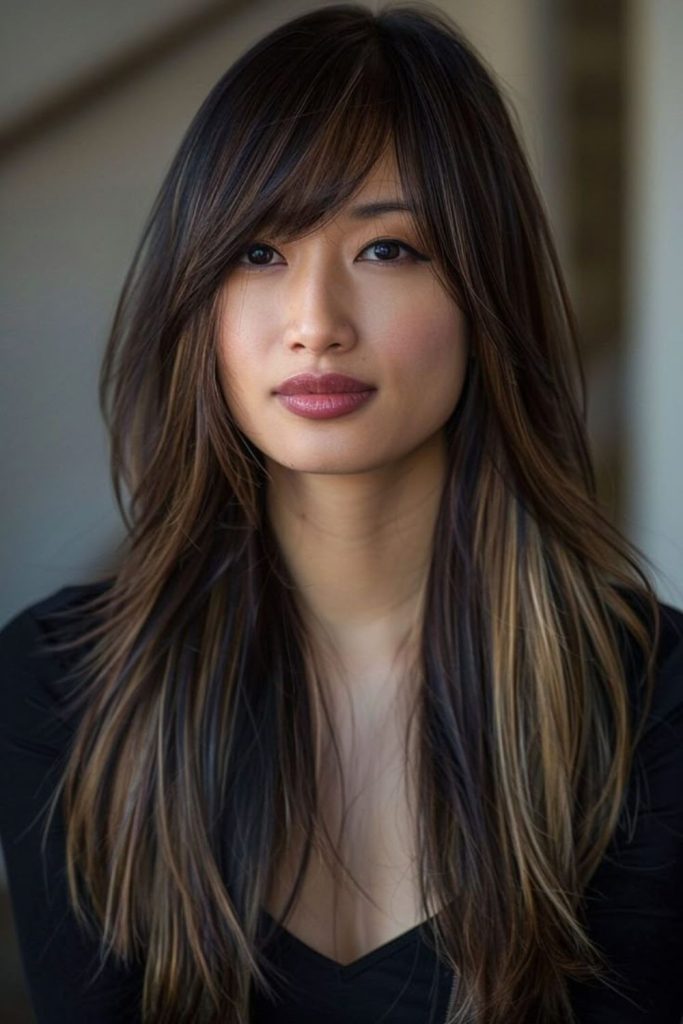 Velvet Side Sweep with soft layers.