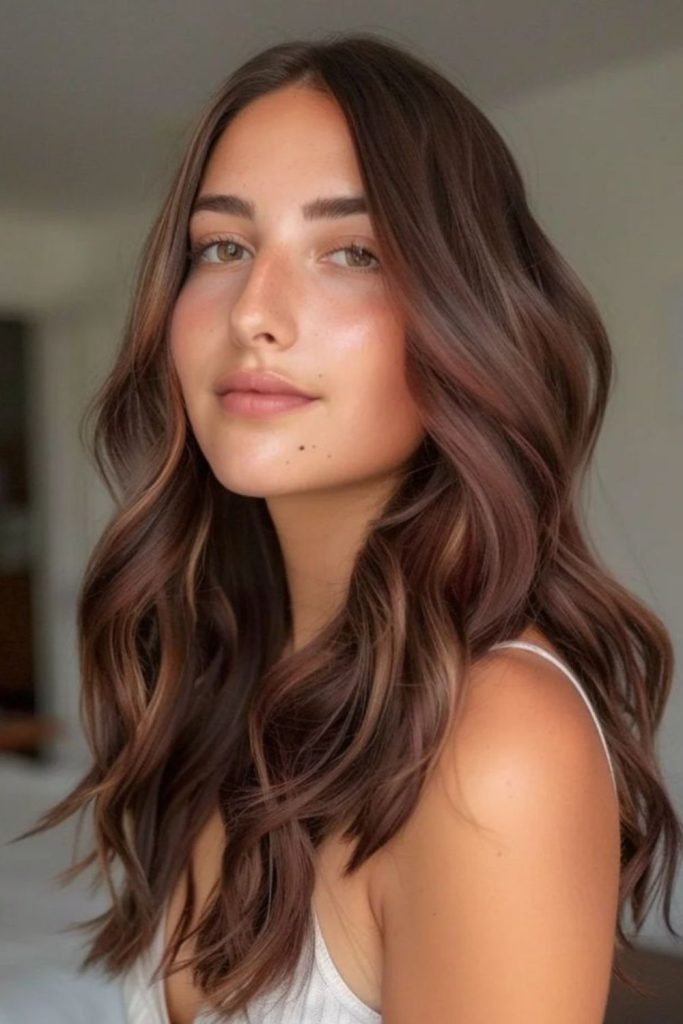 Velvet truffle brown dimensional hairstyle