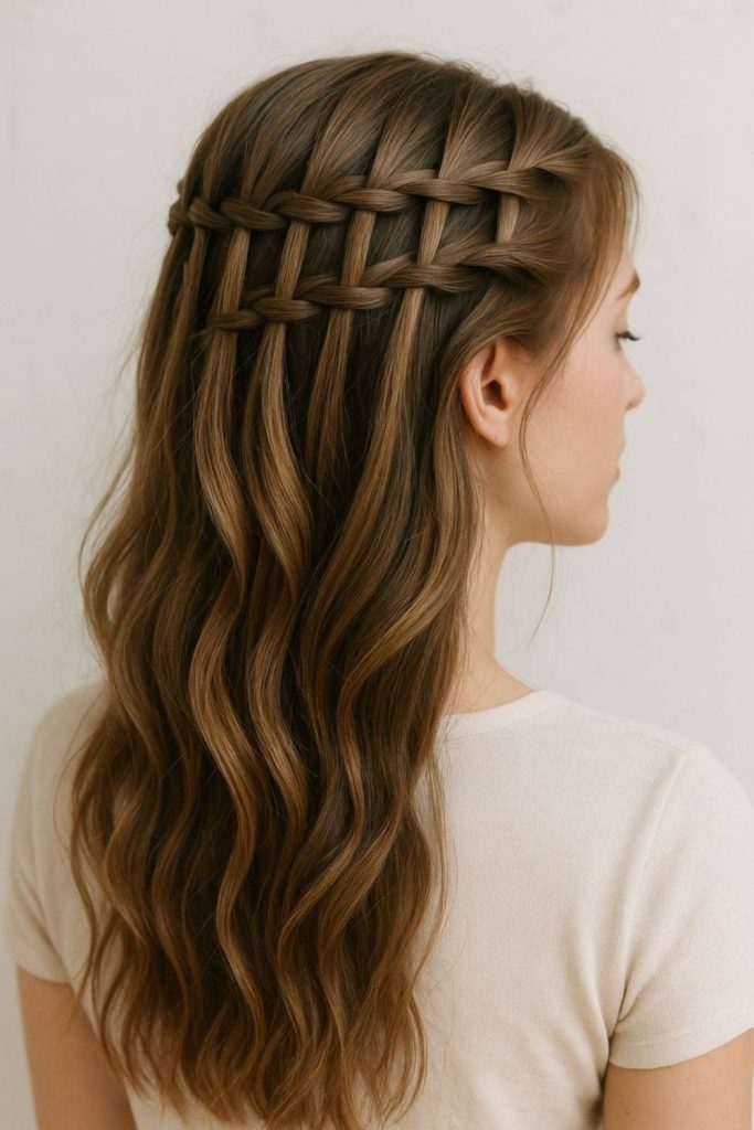 Waterfall accent braid with waves.