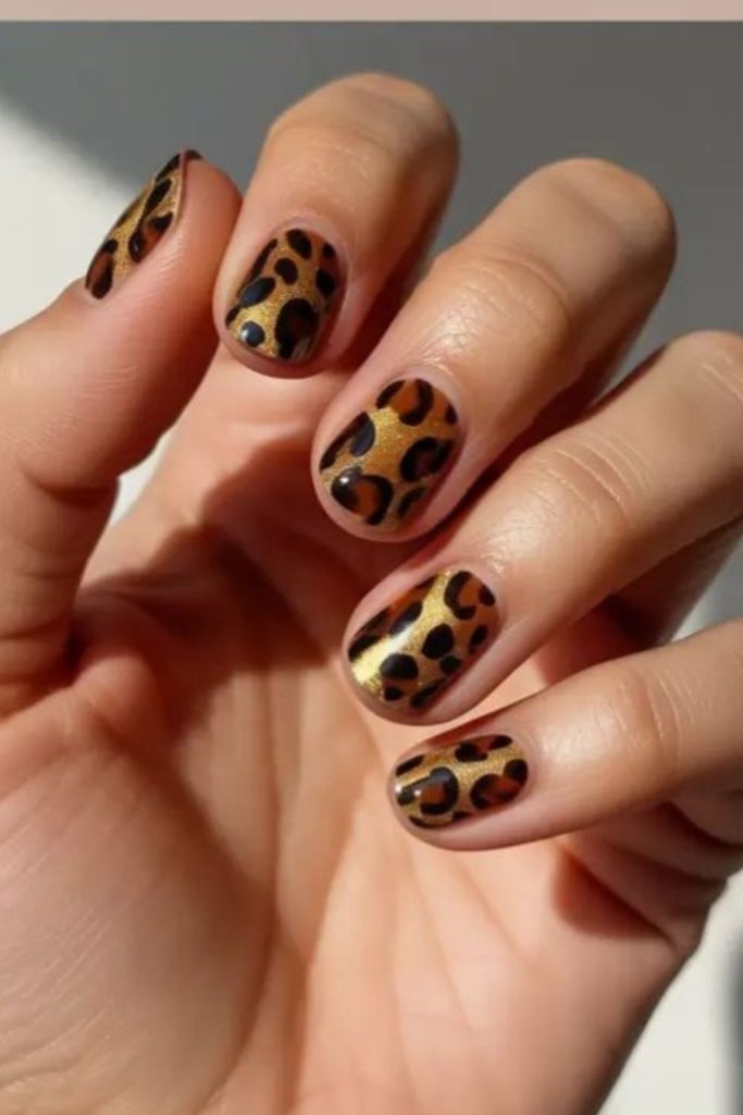 Wild leopard print Leo zodiac nails