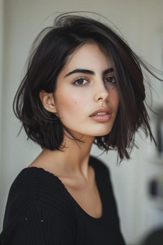Relaxed Amalfi layered lob hairstyle.