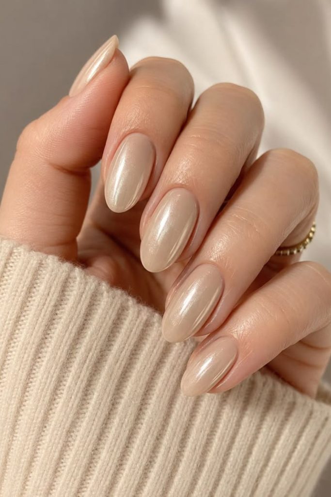 Barely beige glazed donut nails.