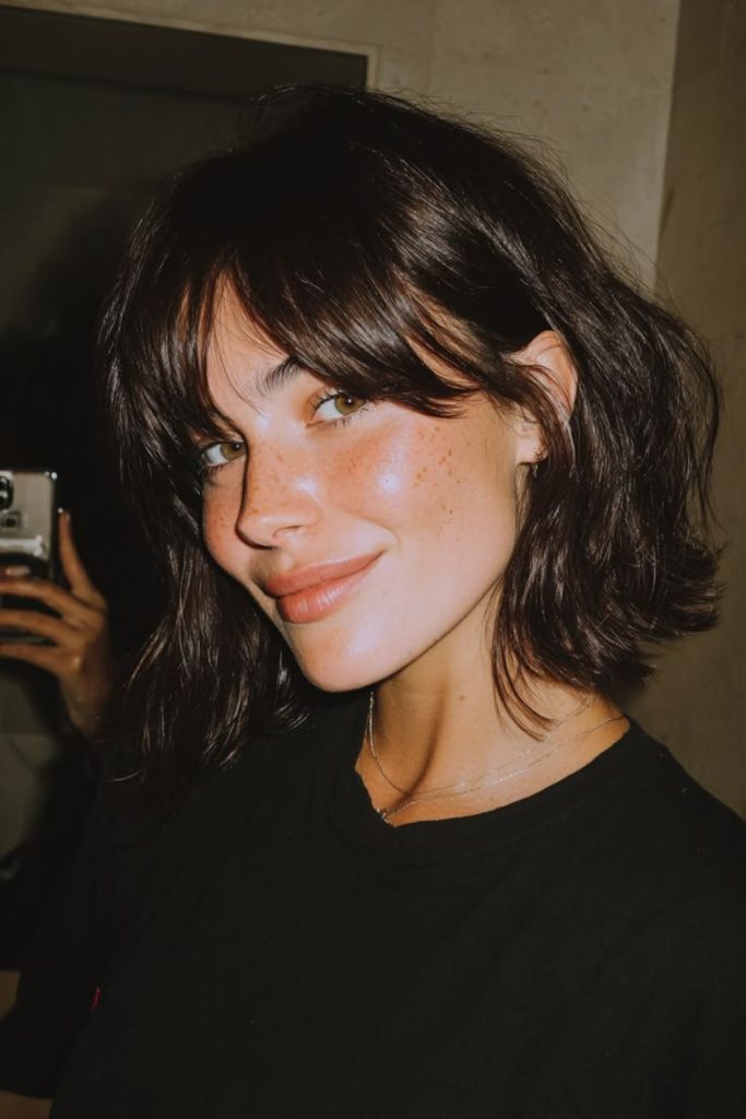 Birkin bangs paired with chic bob.