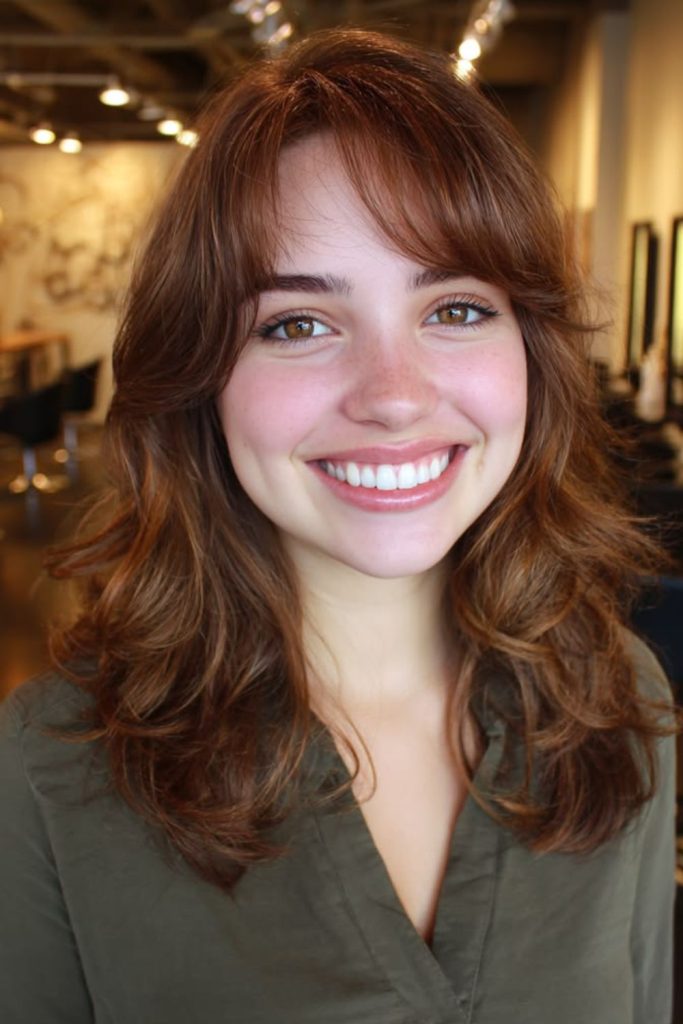 Birkin bangs with elegant side sweep.