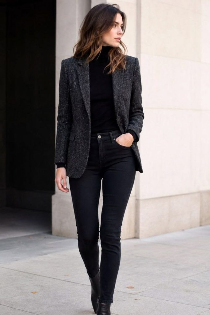 Black skinny jeans elegant style.