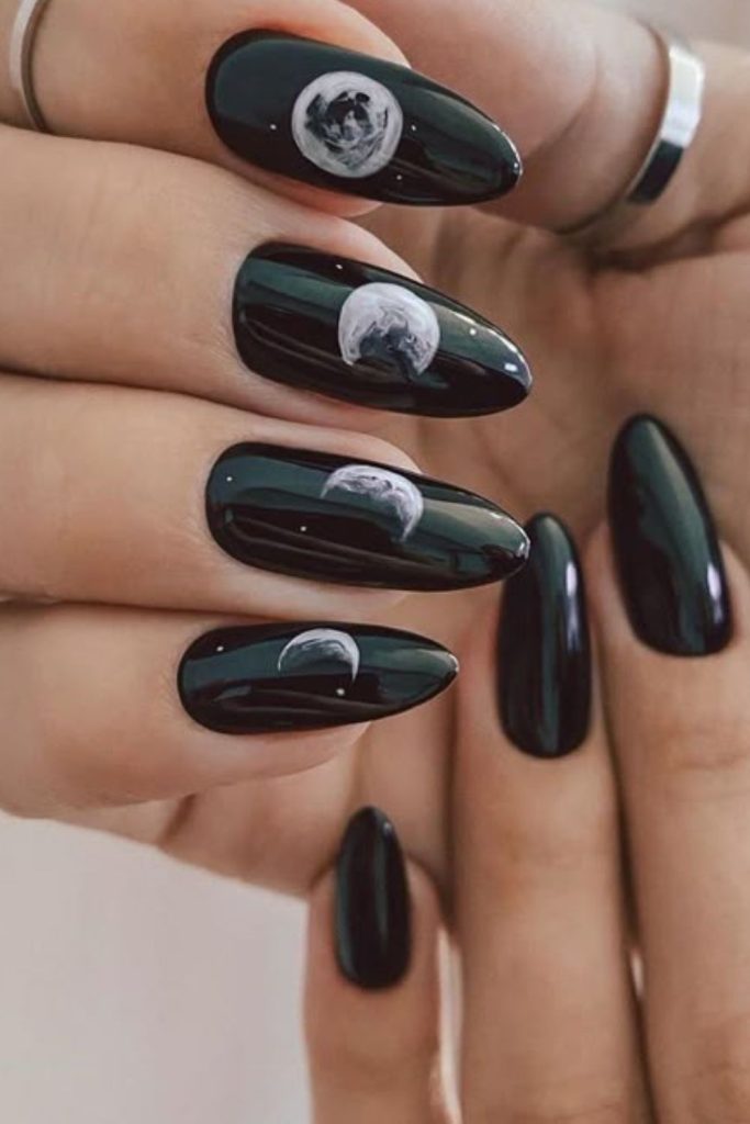 Black Magic Moon Phase Nails