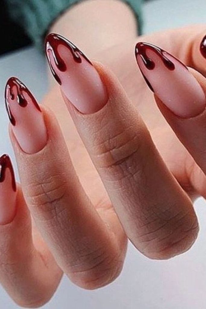 Bloody French Tip Halloween Nail Design