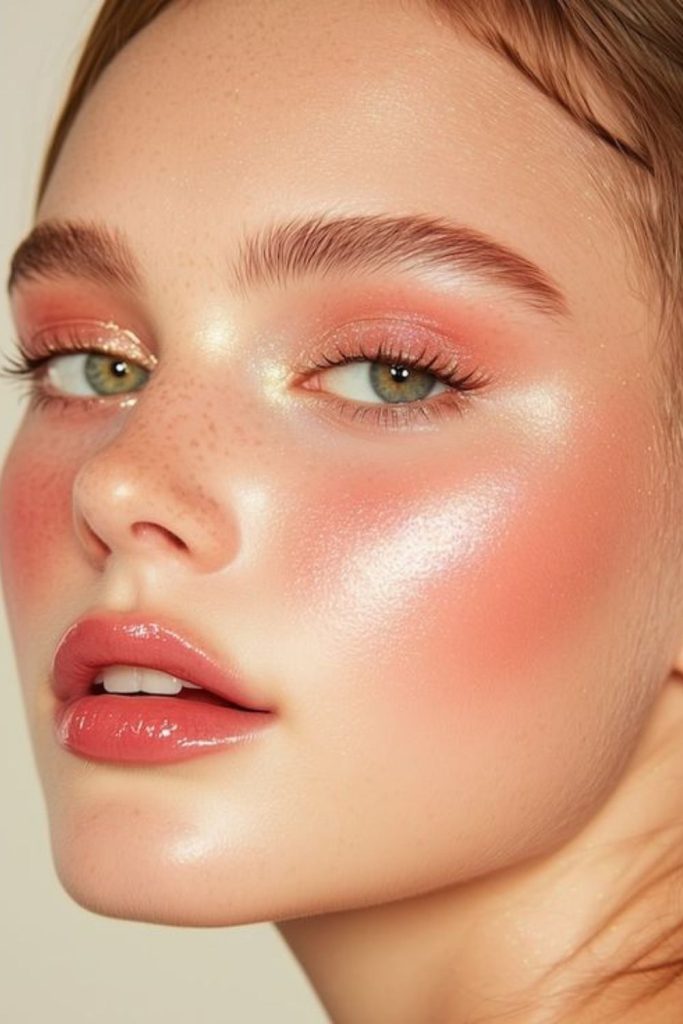 Blushed champagne sunset makeup style.