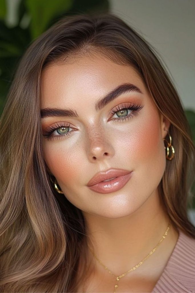 Peach smoky sunset makeup look.