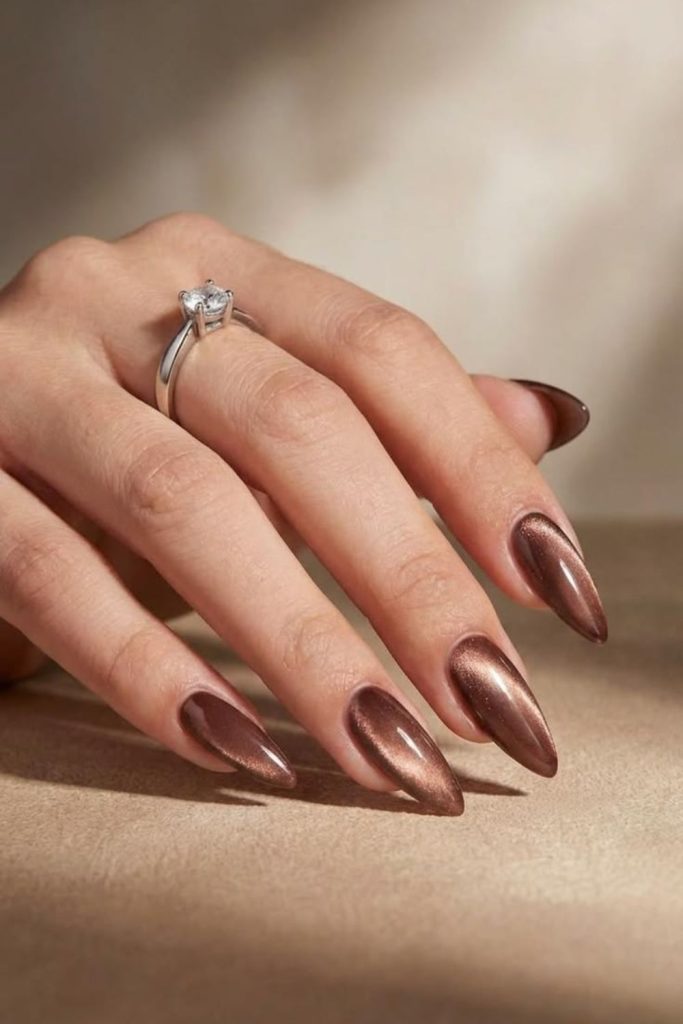 Caramel chocolate duo nail design.