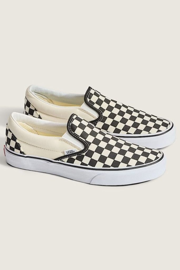 Checkerboard slip-on skate style sneakers.