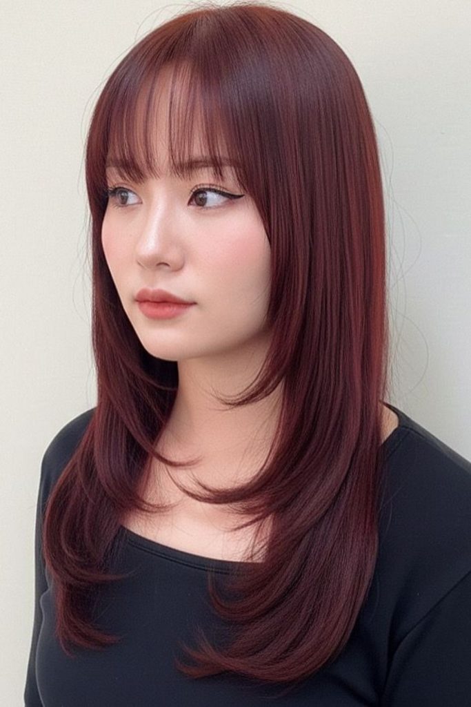 Cherry blossom pink hime haircut.