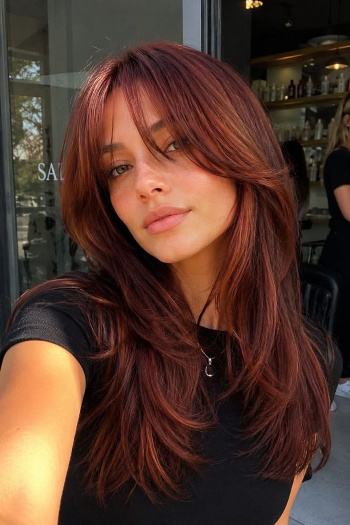 Cherry brown butterfly layered cut