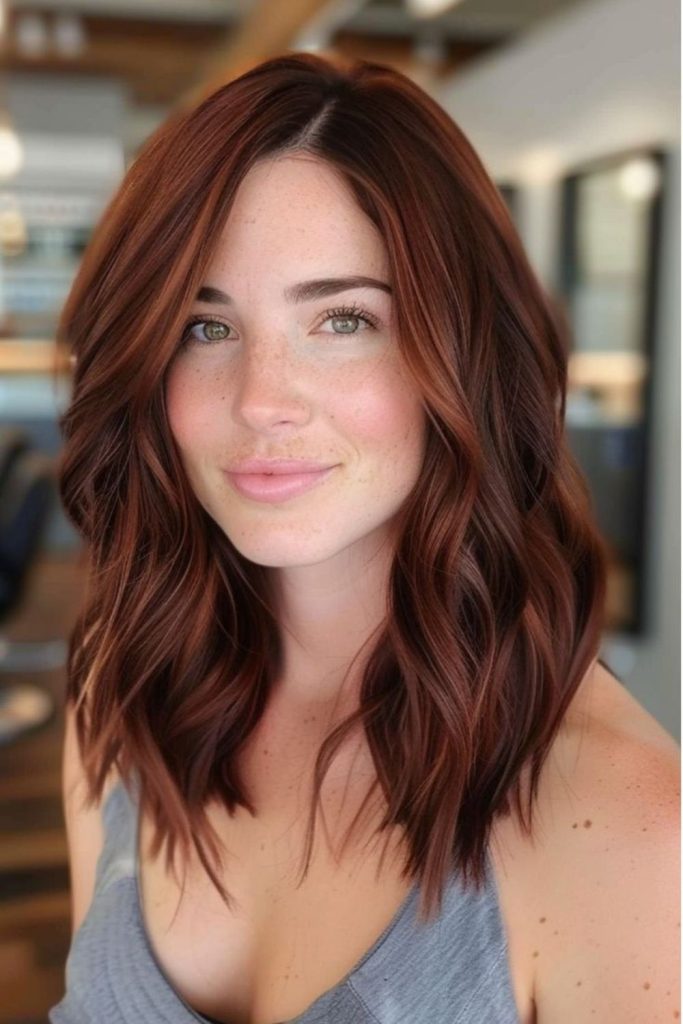 Cherry chocolate halo highlight hair