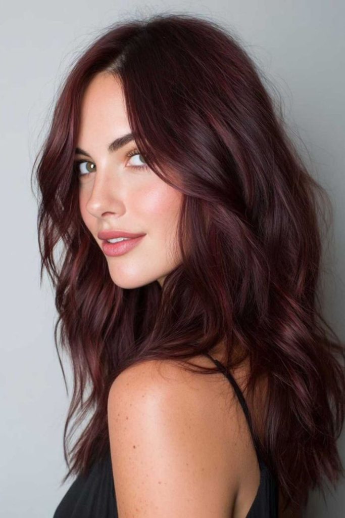 Glossy cherry cola brunette hair