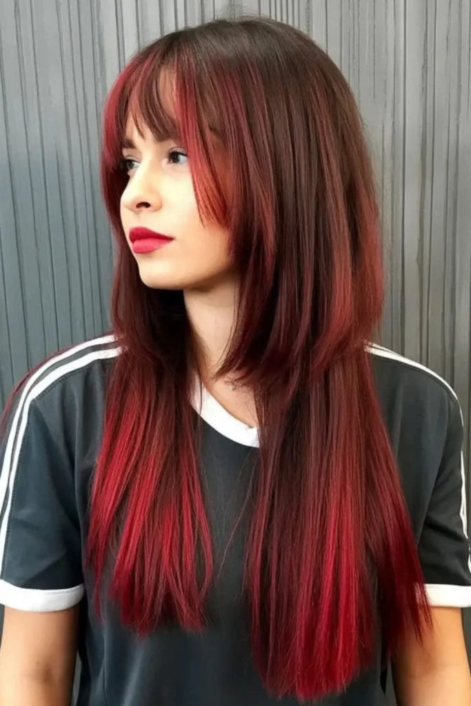 Cherry cola jellyfish haircut with waves.