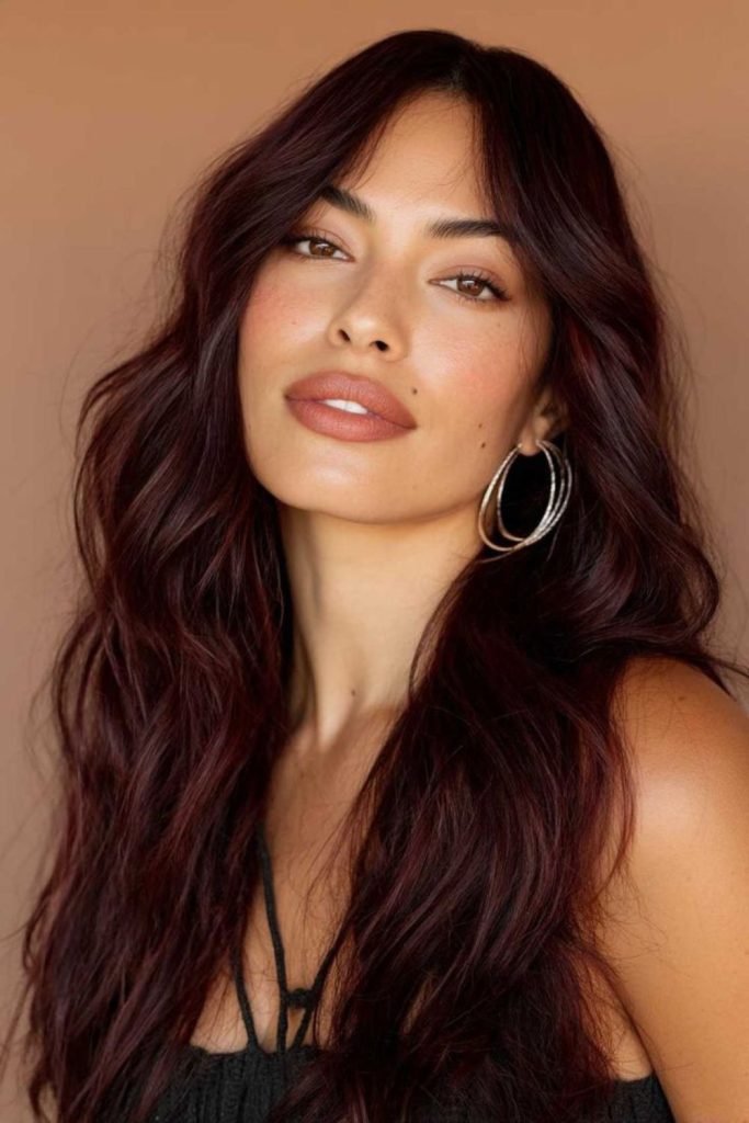 Cherry mocha wavy brunette hair