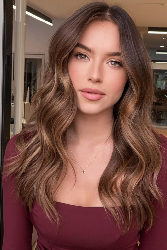 Elegant chestnut champagne brunette hair.