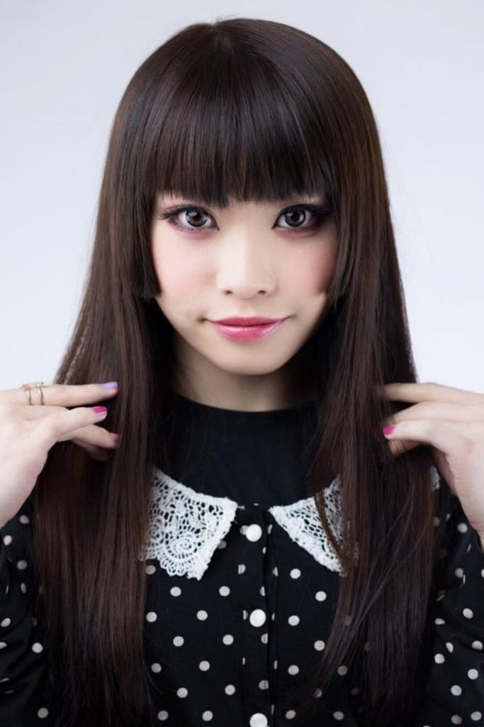 Chocolate brown classic hime hairstyle.