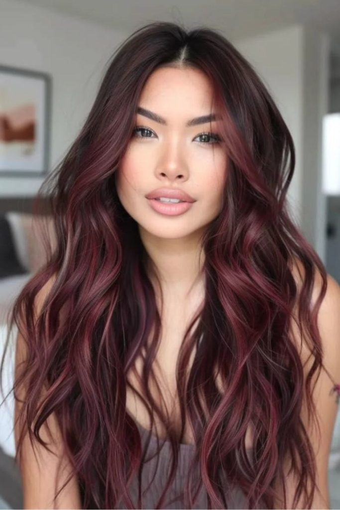 Cherry espresso balayage brunette hair