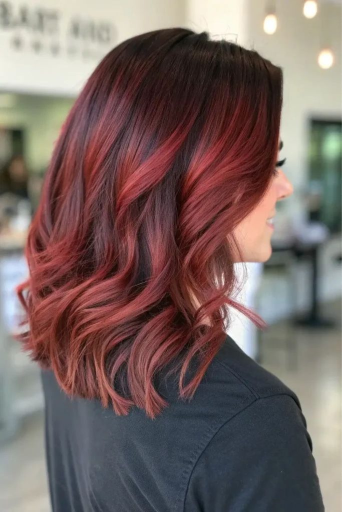 Chocolate cherry root melt hairstyle