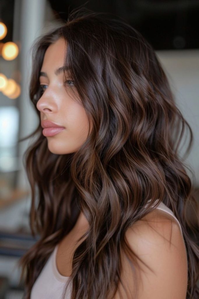 Creamy chocolate soufflé brunette hair.