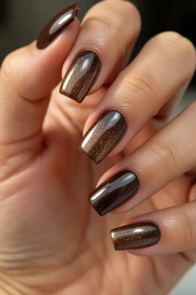 Cinnamon cocoa mixed brown nails.