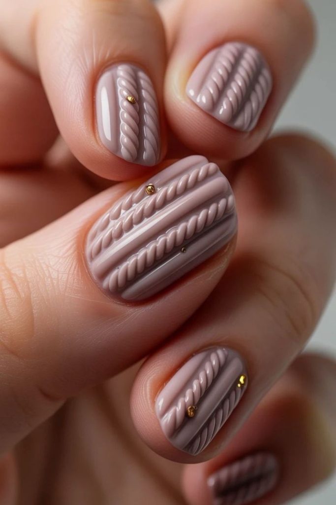 Cocoa marshmallow cozy sweater nails.