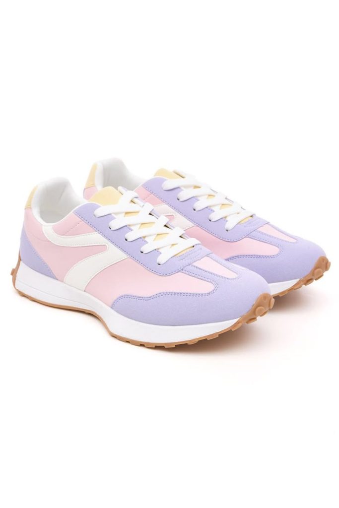 Bright color pop sporty sneakers.