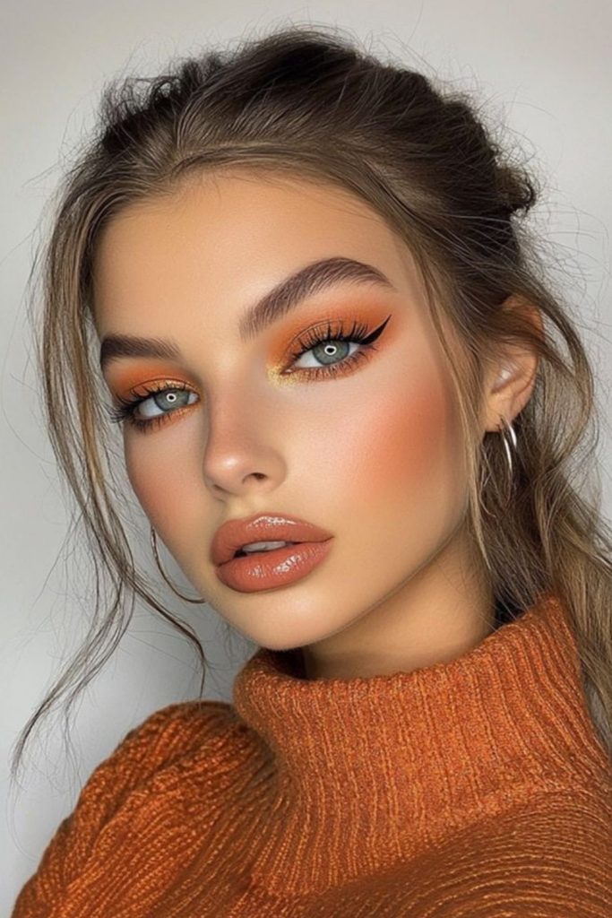 Copper blush flame makeup style.