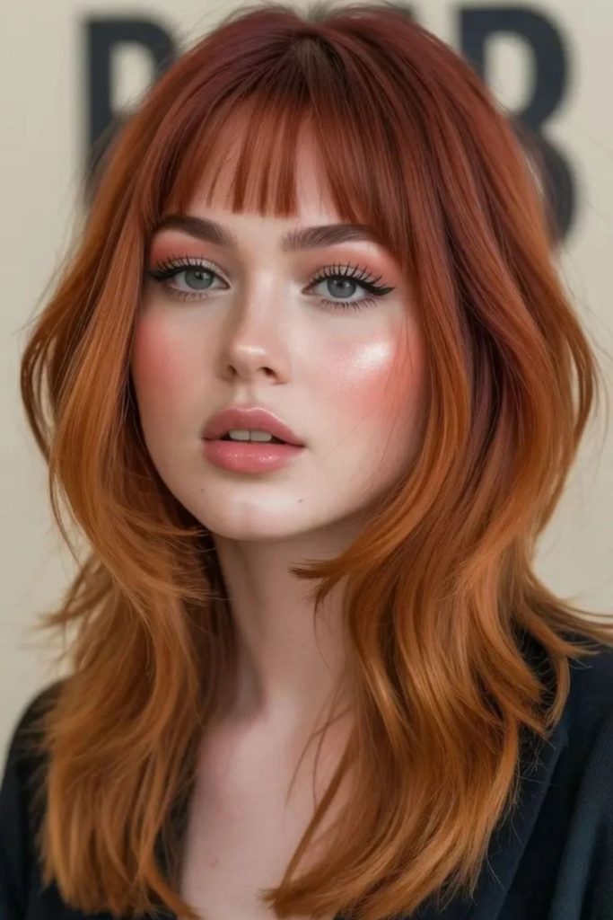Copper flame jellyfish haircut with texture.