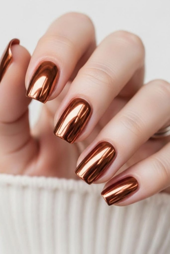 Copper velvet flame magnetic nails
