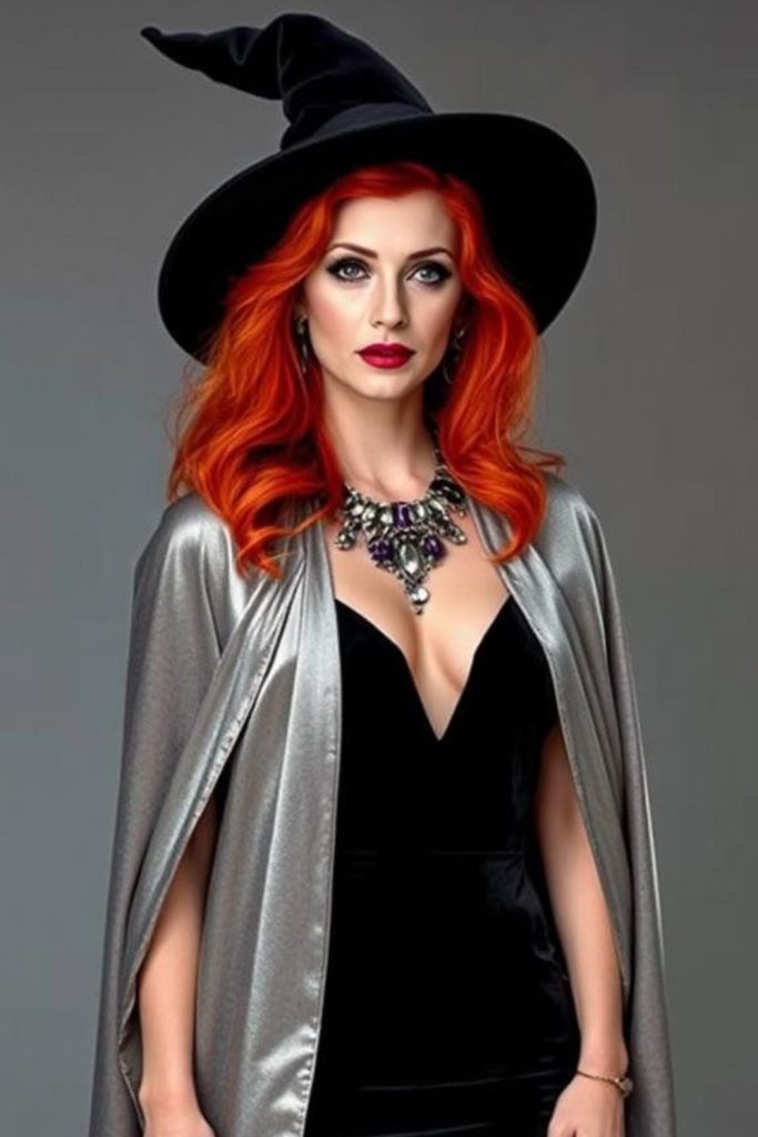 Crimson gothic angel costume with wings.