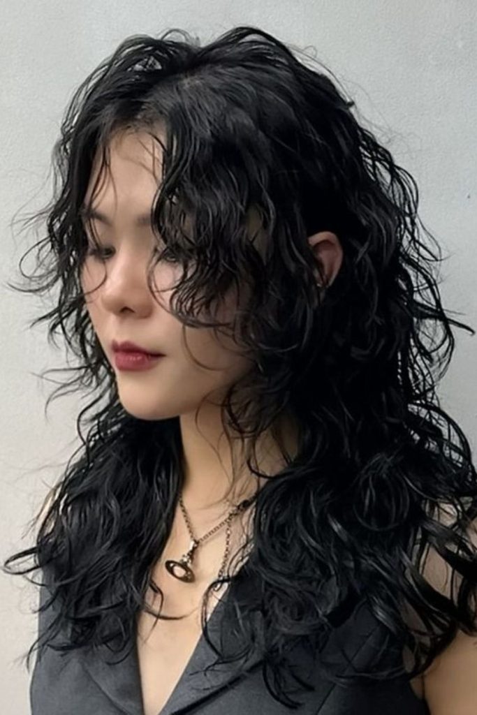 Curly textured playful hime hairstyle.