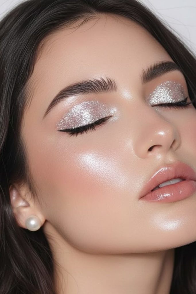 Diamond dust glamorous eye makeup.
