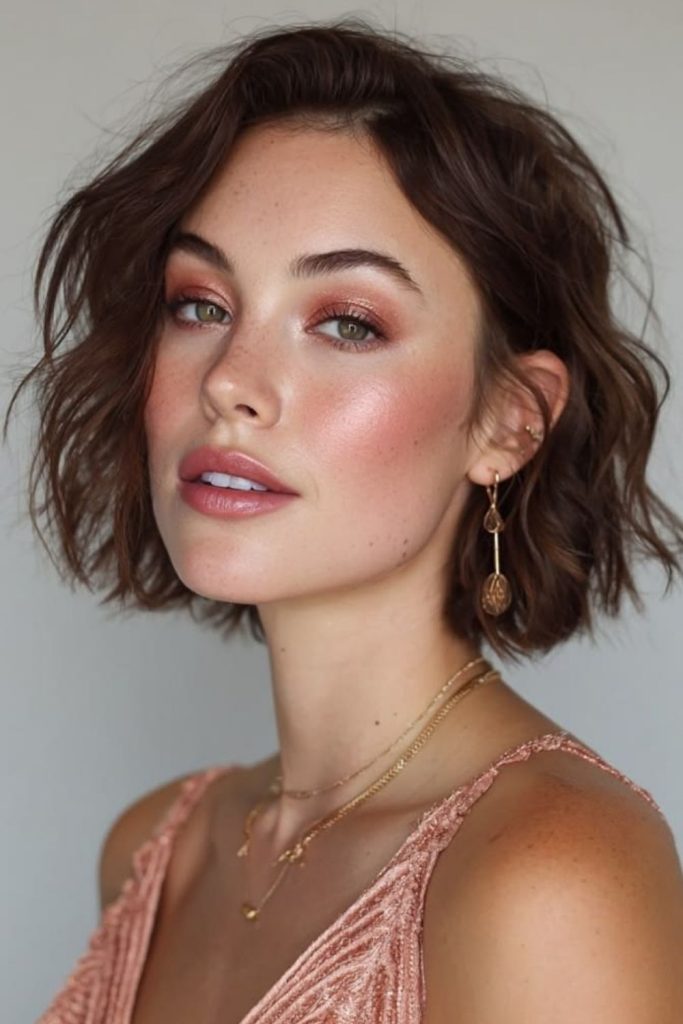Dusty rose sunset makeup look.