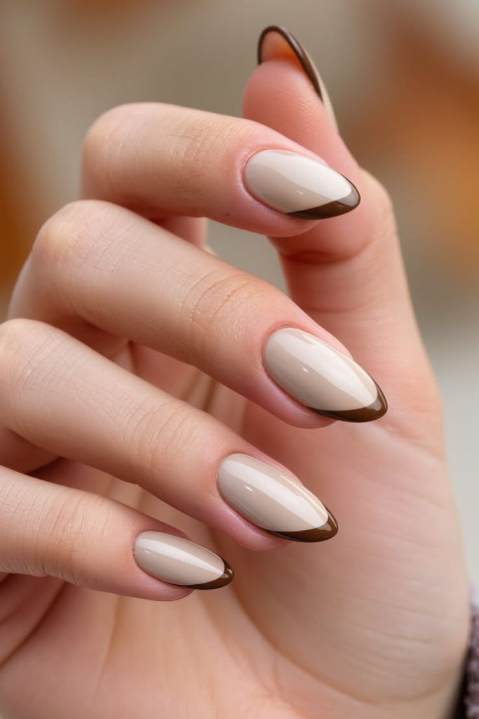 Espresso French outline manicure.