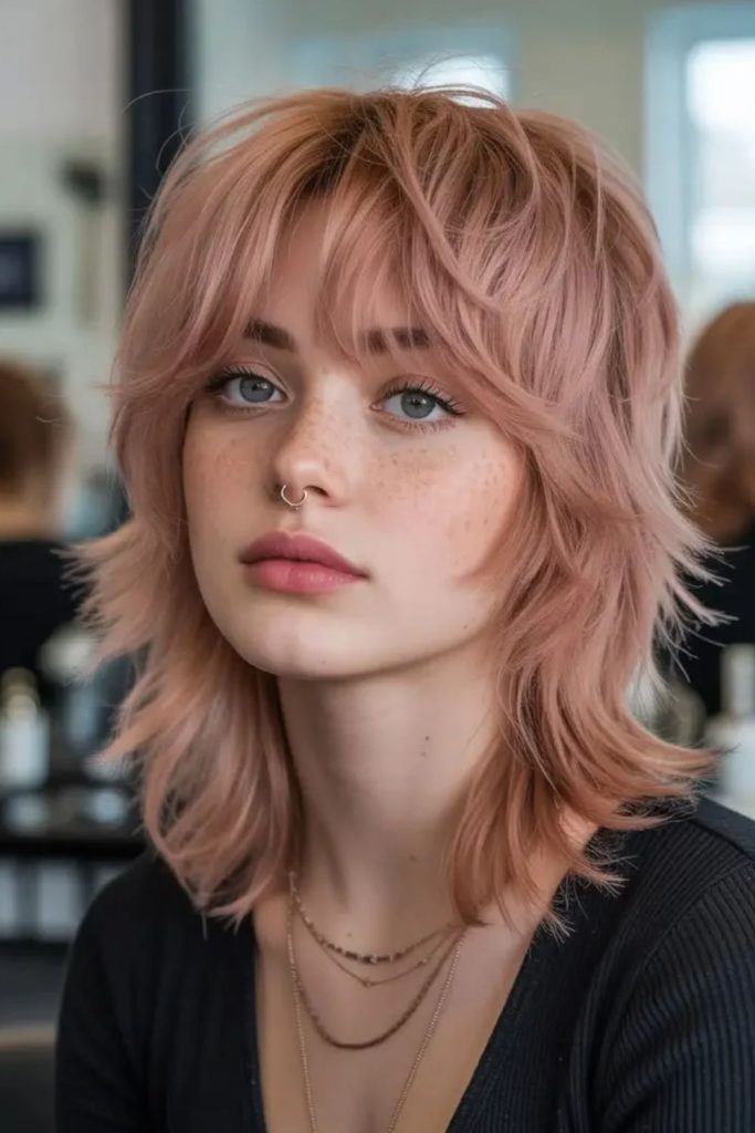 Face framing jellyfish haircut with layers.