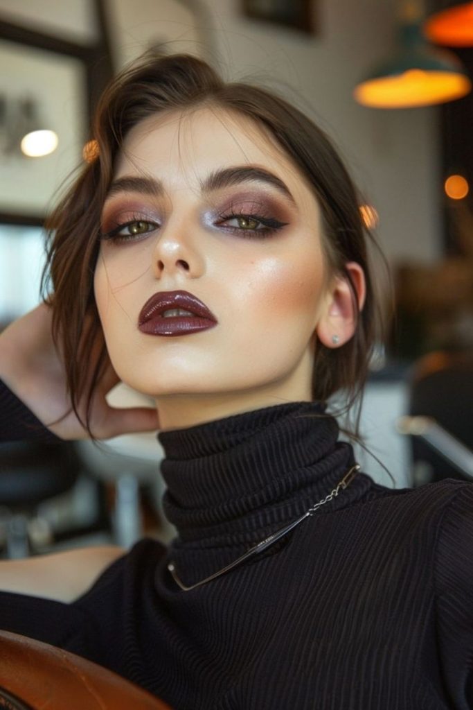 Fig brown smoky glam makeup.
