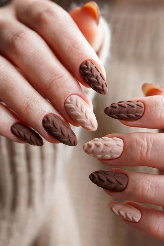 Fireside cozy knit sweater nails.