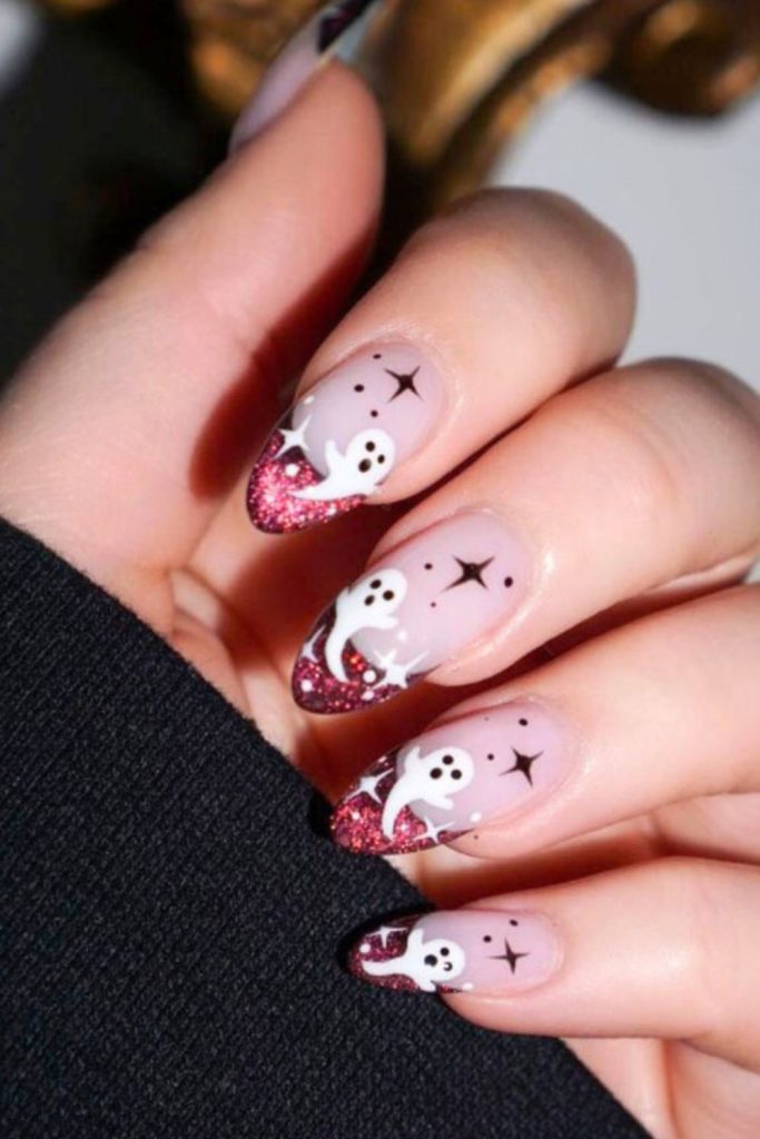 Ghostly French Manicure Halloween Nails