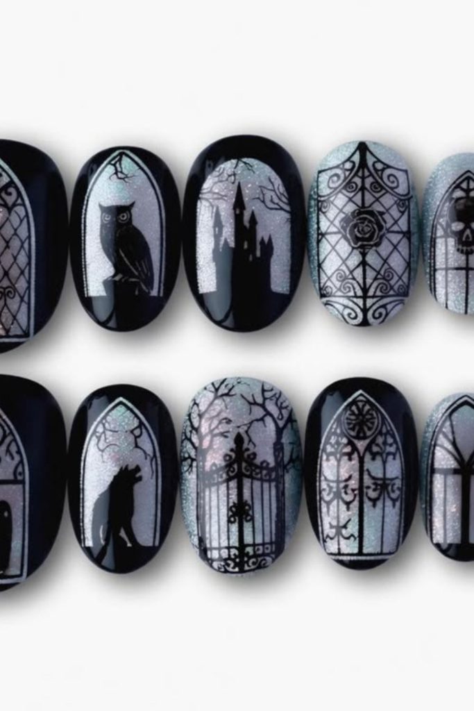 Haunted Mansion Window Nail Art
