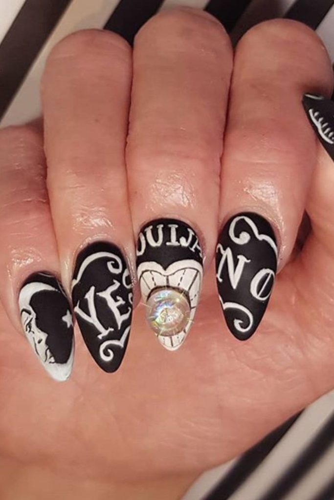 Haunted Ouija Letter Halloween Nails