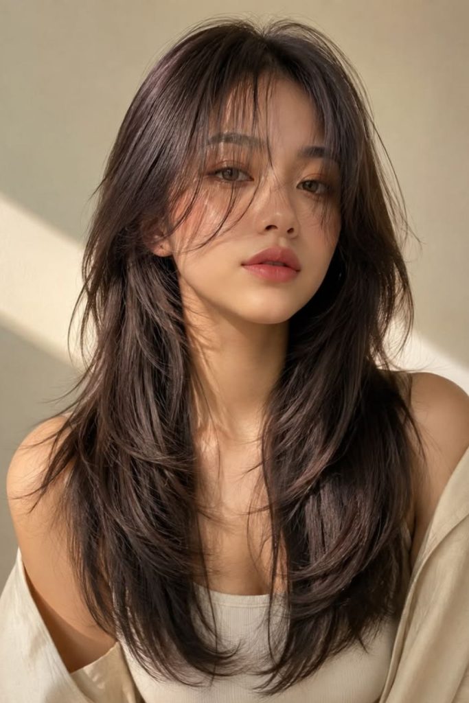 Soft layered Hush Cut hairstyle.