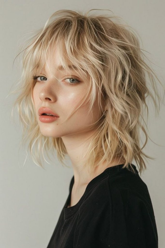 Hush Cut with wispy bangs.