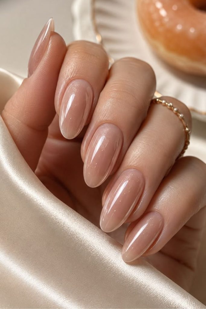 Iced coffee pearl glazed nails.