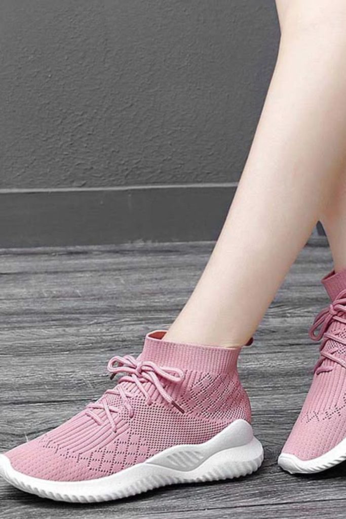 Knit sock style lightweight sneakers.